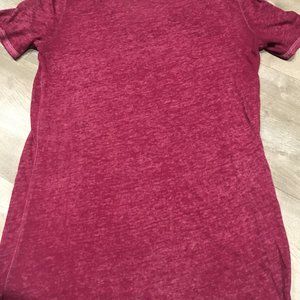 Deep Pink Heathered Tee V Neck T shirt PINK   XS